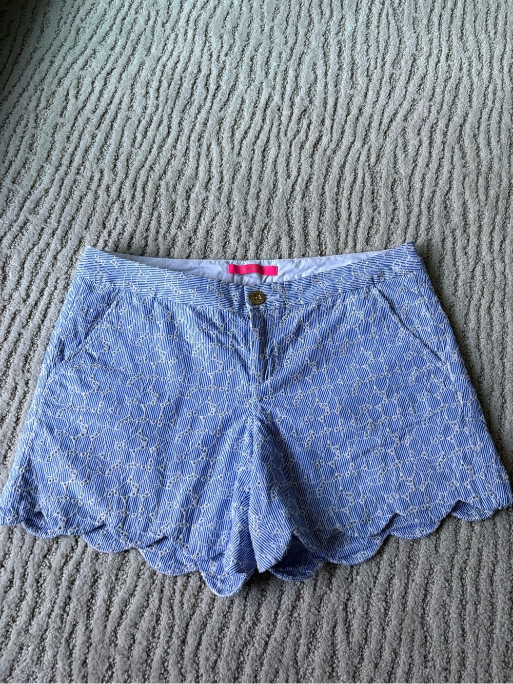Lilly Pulitzer Light Blue Scallop-Hem Shorts
